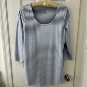 J. Jill Luxe Supima Blue and White Tunic
